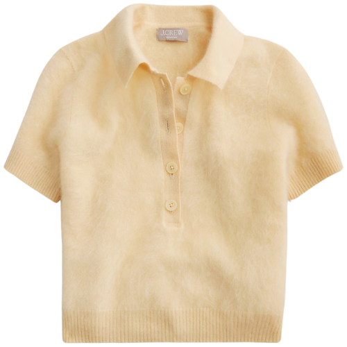 J. Crew US Brushed cashmere short-sleeve sweater-polo yellow