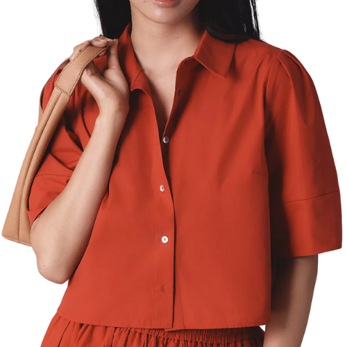 Anthropologie (US) Maeve Lantern-Sleeve Blouse red top