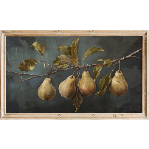 Moody Pears on Branch Frame Tv Art