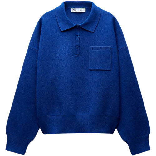 Zara US POCKET POLO SWEATER blue