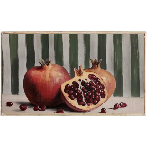 Frame TV Art Pomegranates Green Stripes Summer Spring