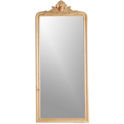 Crate & Barrel Levon Natural Carved Wood Floor Mirror by Leanne Ford