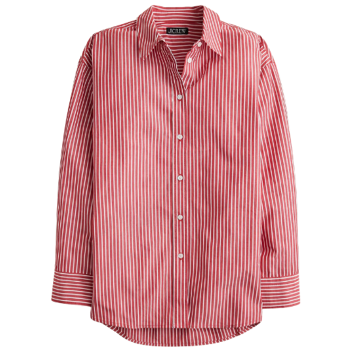 J. Crew US Étienne oversized shirt in striped cotton poplin red oxford