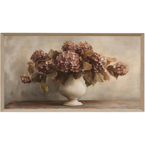 Pink Hydrangeas in Vase Frame TV Art