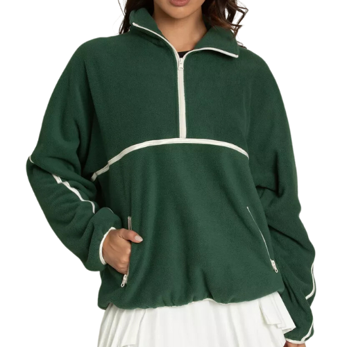 Forest Green Minimalistic Half-Zip Pullover