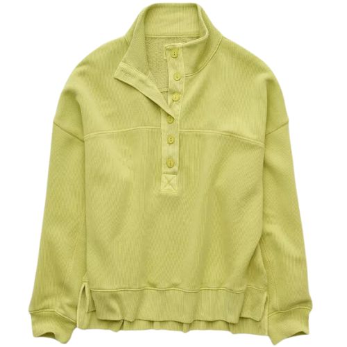 American Eagle AE Big Hug Henley Sweatshirt chartreuse