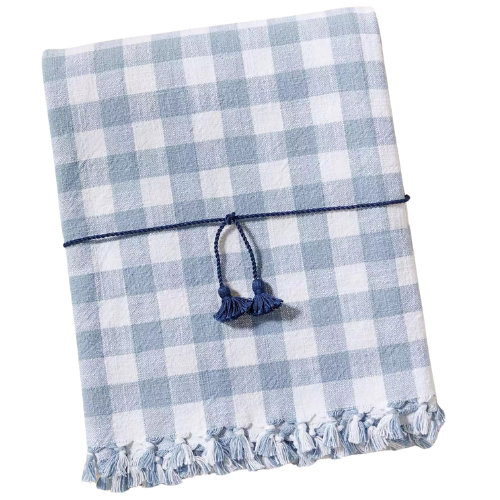 Serena and Lily Gingham Tablecloth blue