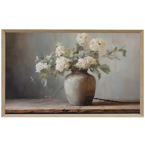 White Hydrangeas Snowballs Frame TV Art