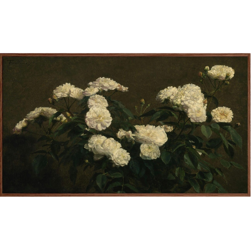 Antique White Flowers Frame TV Art