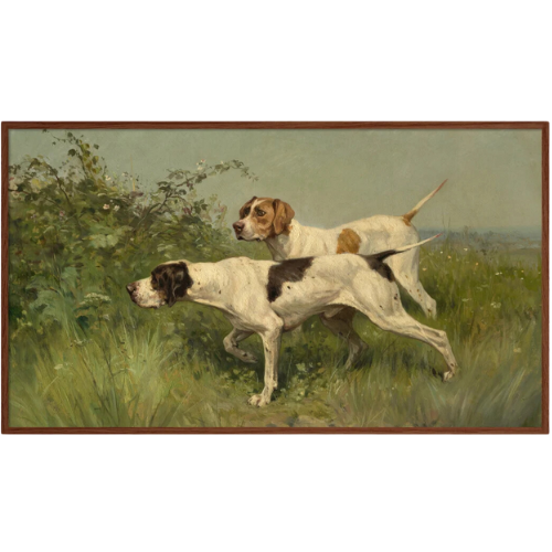 Vintage Dog Painting Frame TV Art hunting