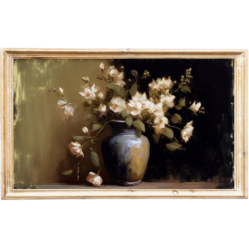 Moody Flowers in Vase Frame TV Art painting