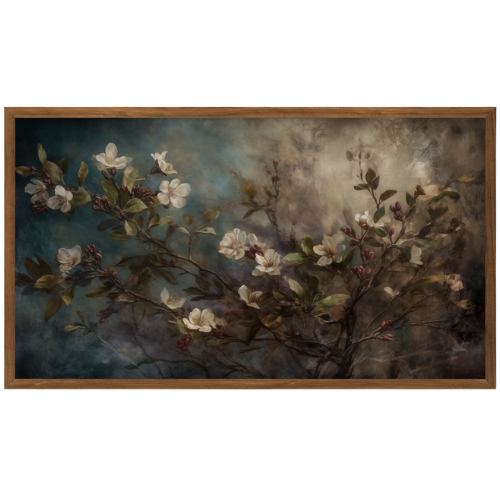 Moody Flower Branches Blooming Quince Frame TV Art