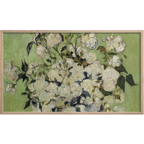 Van Gogh White Roses Green Painting Frame TV Art