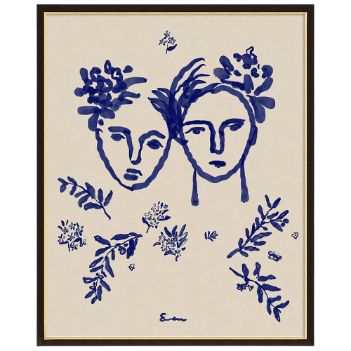 Anthropologie (US) Love: Indigo Wall Art line drawing portrait blue