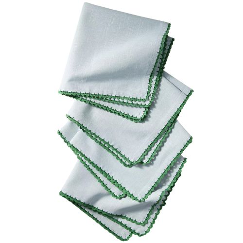 Anthropologie (US) Ric Rac Cotton Napkin Set, Set of 4 blue gren