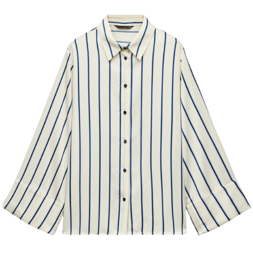 Zara US WIDE SLEEVE STRIPED BLOUSE