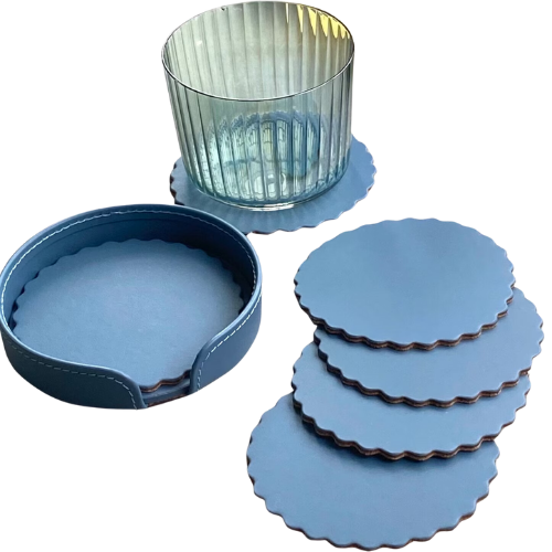 Scalloped coasters blue etsy