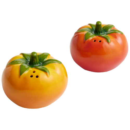 World Market Hand Painted Ceramic Tomato Figural Salt and Pepper Shaker