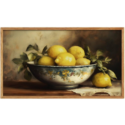 Lemons in bowl frame tv art