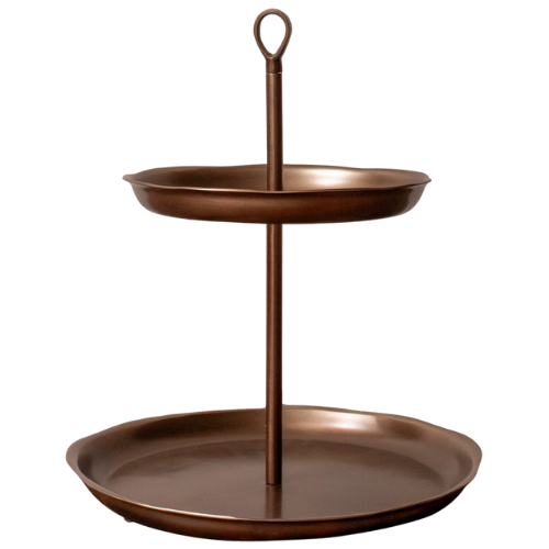 The Vintage Rug Shop Jordyn 2-Tiered Serving Platter bronze copper