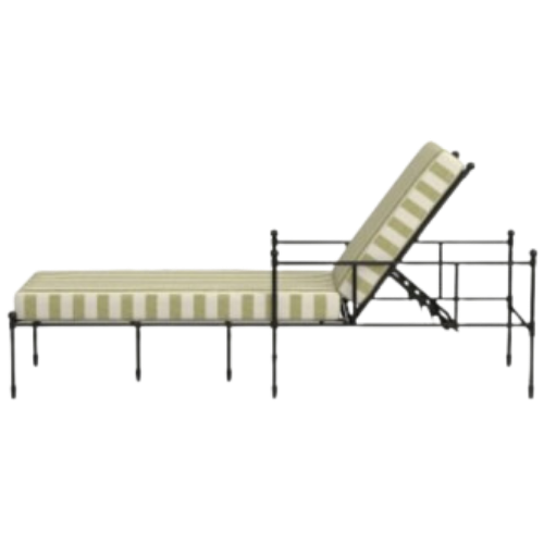 Williams-Sonoma Calistoga Outdoor Chaise iron green stripe