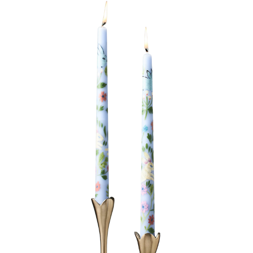 Anthropologie (US) Easter Handpainted Taper Candles, Set of 2 blue floral