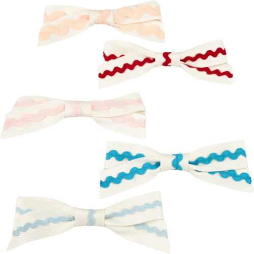 Meri Meri Trendy Hair Clips ric rack scallop bow ribbon