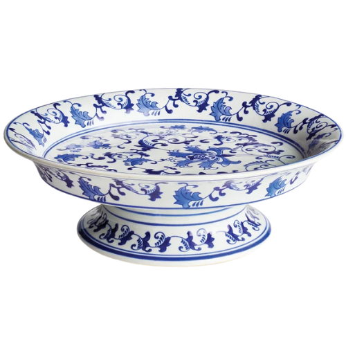 Wayfair North America Three Posts™ Swaney Porcelain China Decorative blue and white chinoiserie footed bowl