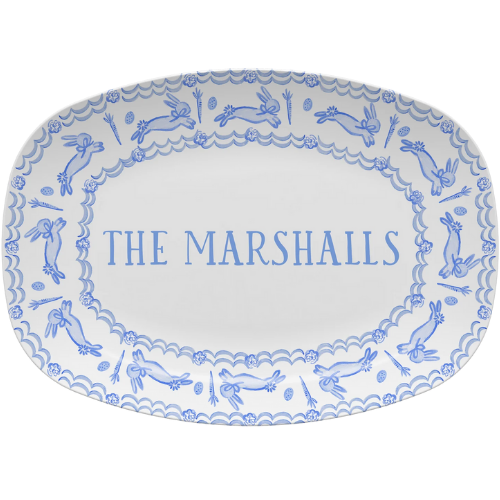 Etsy (US) Easter Toile Platter Easter Plate Personalized blue white bunny