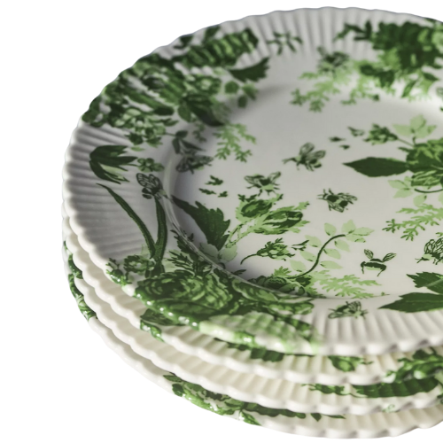 Anthropologie (US) Abi Dessert Plates, Set of 4 green white toile floral