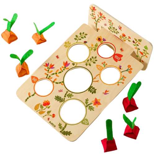 UncommonGoods Garden Party Kids Veggie Toss Game corn hole